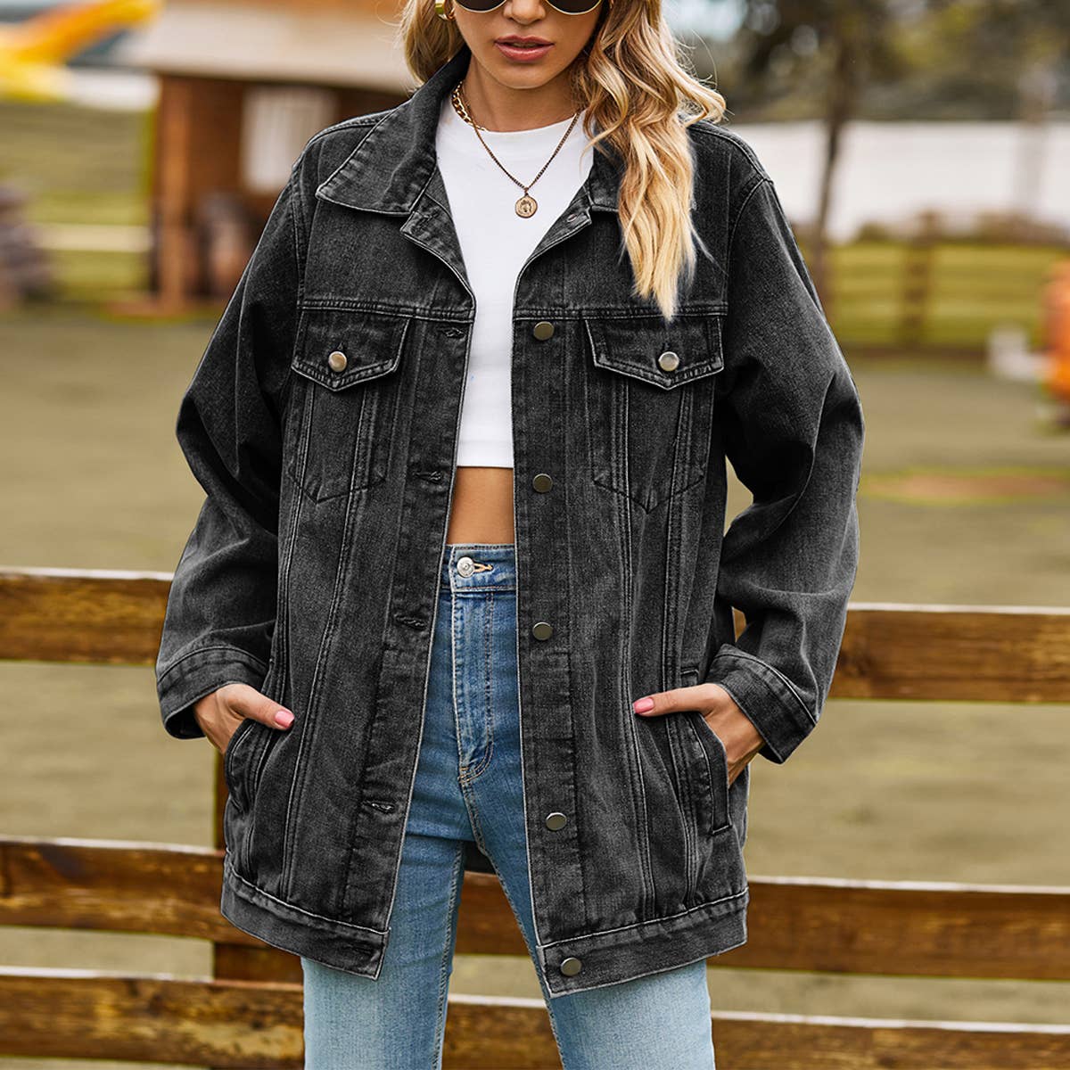 ACCITY - Wholesale Denim Jacket - Women's - Women’s Retro Casual Oversized Jean Jacket_CWOCO11916