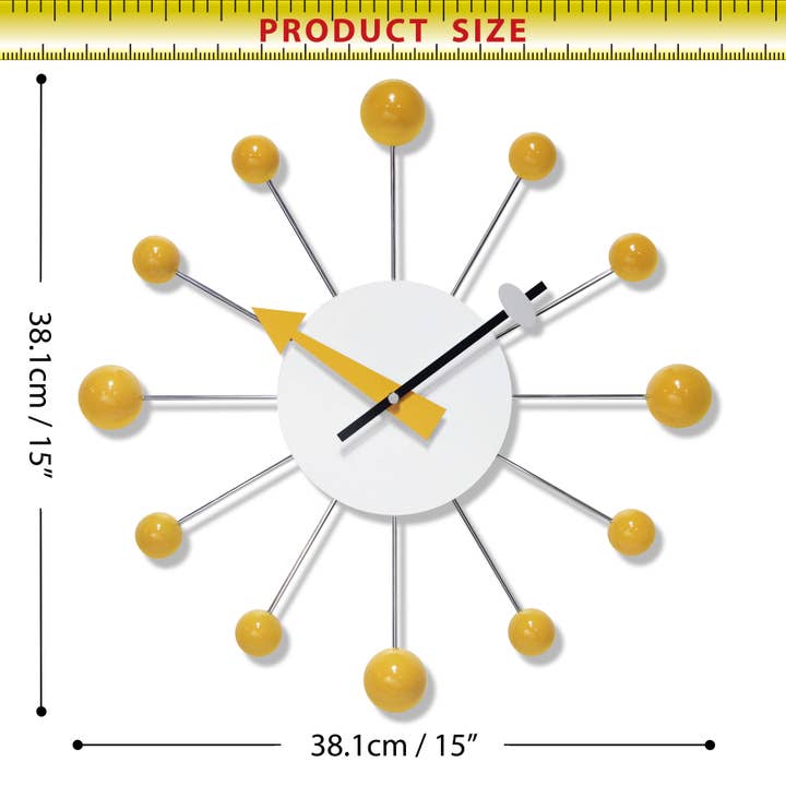 Infinity Instruments - Wholesale Wall Clock - Orb Spoke Saffron Indoor Wall Clock 15 Inch