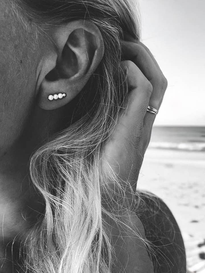 Boucles d'oreilles perles Blue Point pour la vente par Where Watermelons Grow