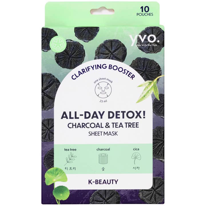 ALL DAY DETOX! CHARCOAL CLARIFYING BOOSTER SHEET MASK for wholesale by Yvo Beauty