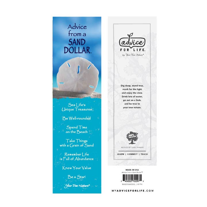 Advice from a Sand Dollar Laminated Bookmark for wholesale by Advice for Life by Your True Nature