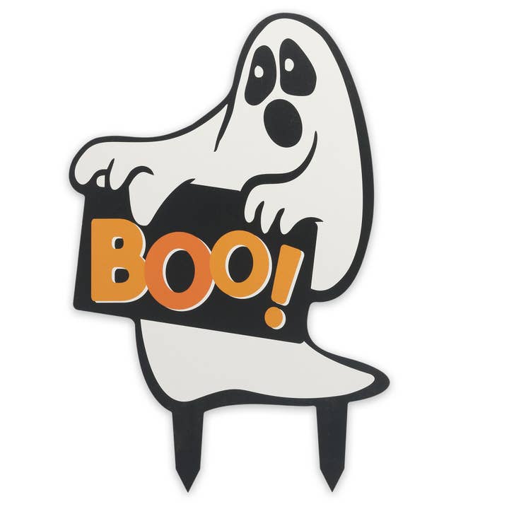 Piquet de jardin en métal Boo Ghost Halloween pour la vente par Open Road Brands, LLC