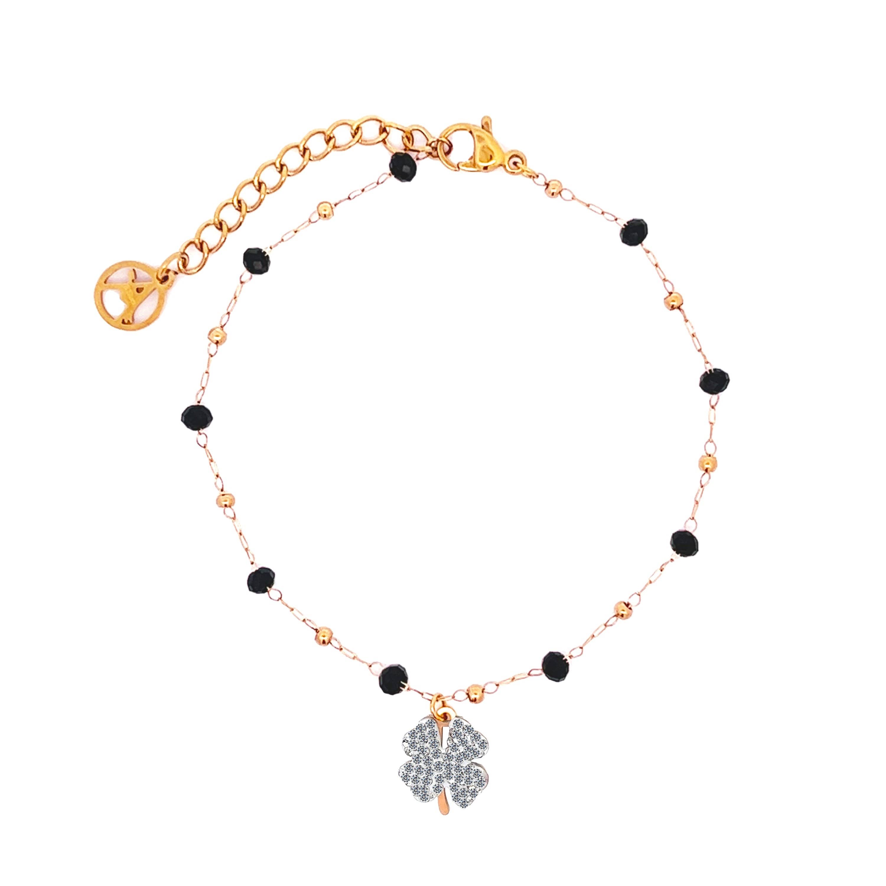 AMORINO SRL – Großhandel Armband mit Charms/Anhängern – Armband mit vierblättrigem Kleeblatt aus Kristall - JN21811544C761