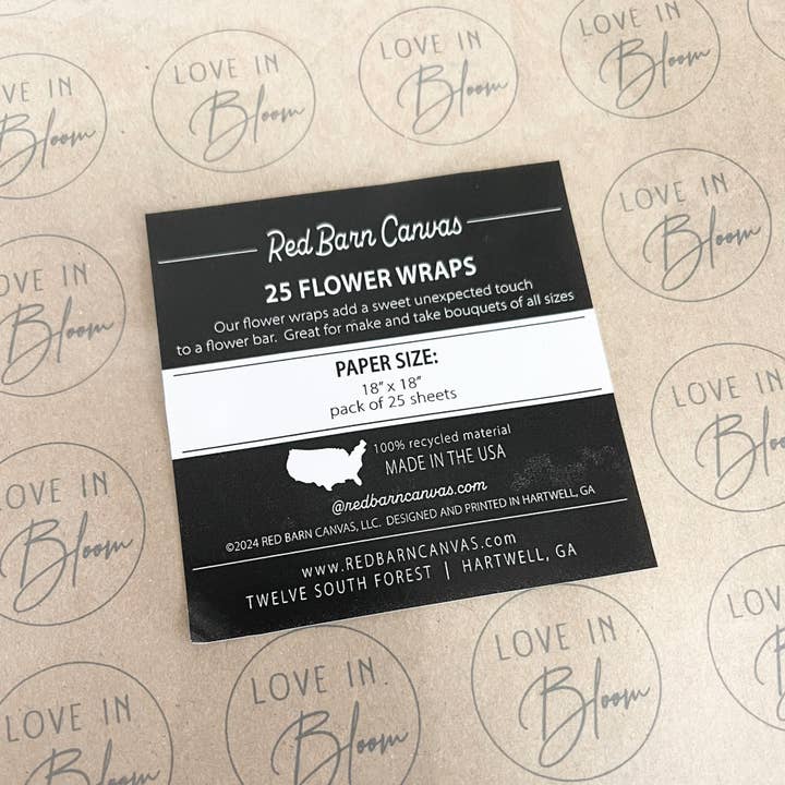 Red Barn Canvas - Wholesale Party Favor - Love Is In Bloom | 25 Flower Wraps