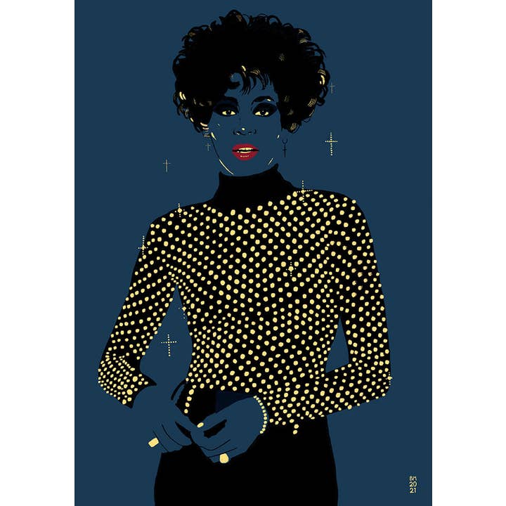 On The Wall Art Ltd – wholesale Art print – Whitney Houston Art Print Poster by Becky Mann 30x40cm