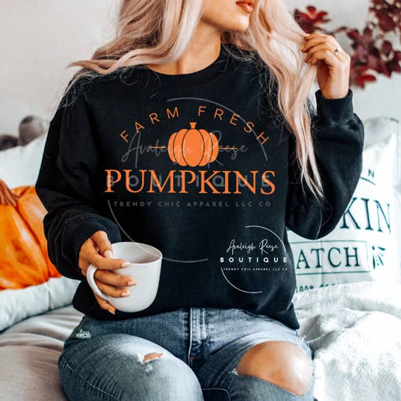 Farm Fresh Pumpkins Tees & Sweatshirts  for wholesale by Trendy Chic Apparel LLC
