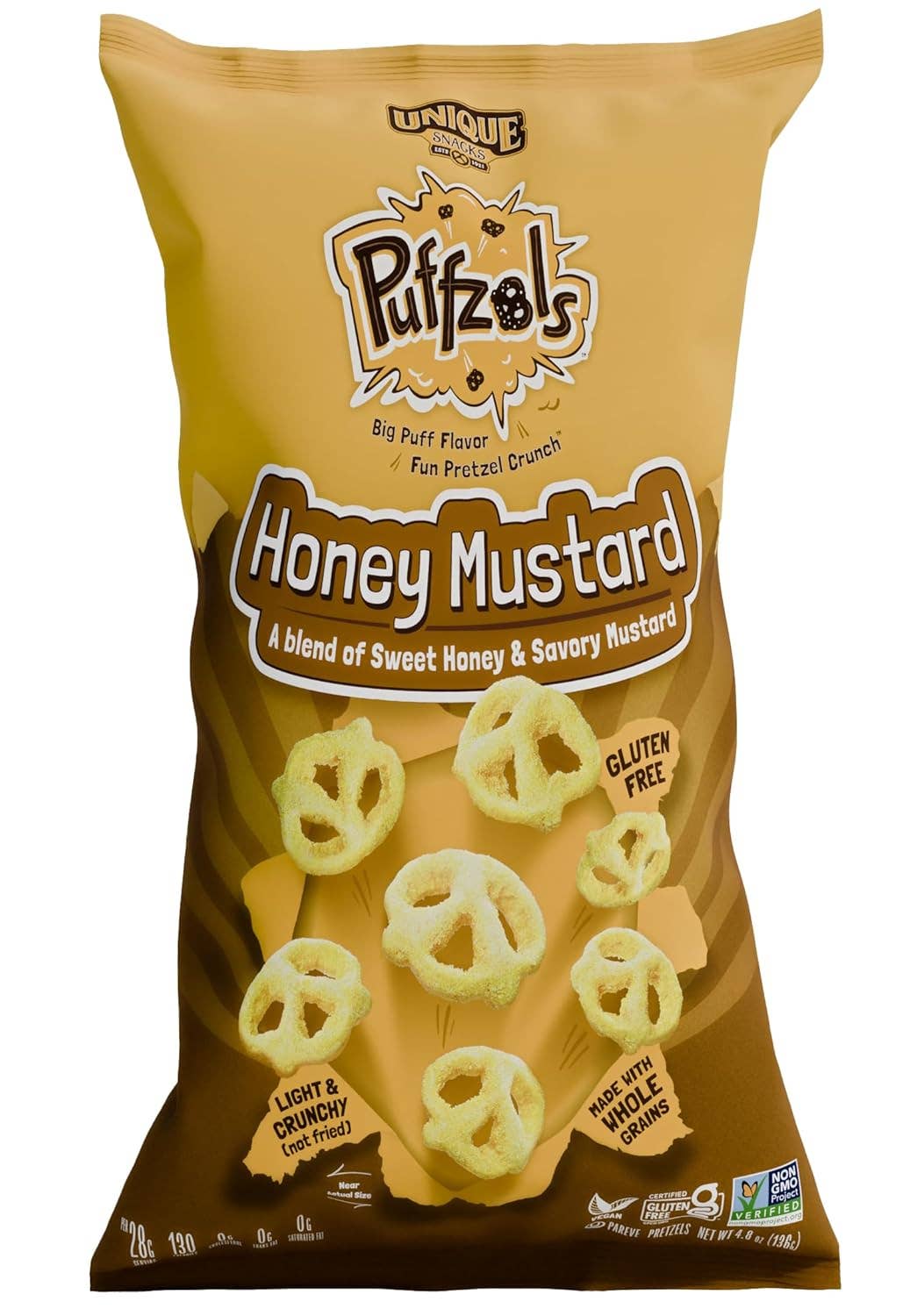 Long Island Candy Factory - Wholesale Puffed Snack - Unique Snacks Honey Mustard Puffzels Pretzel Puffs 4.8 oz 6 ct0
