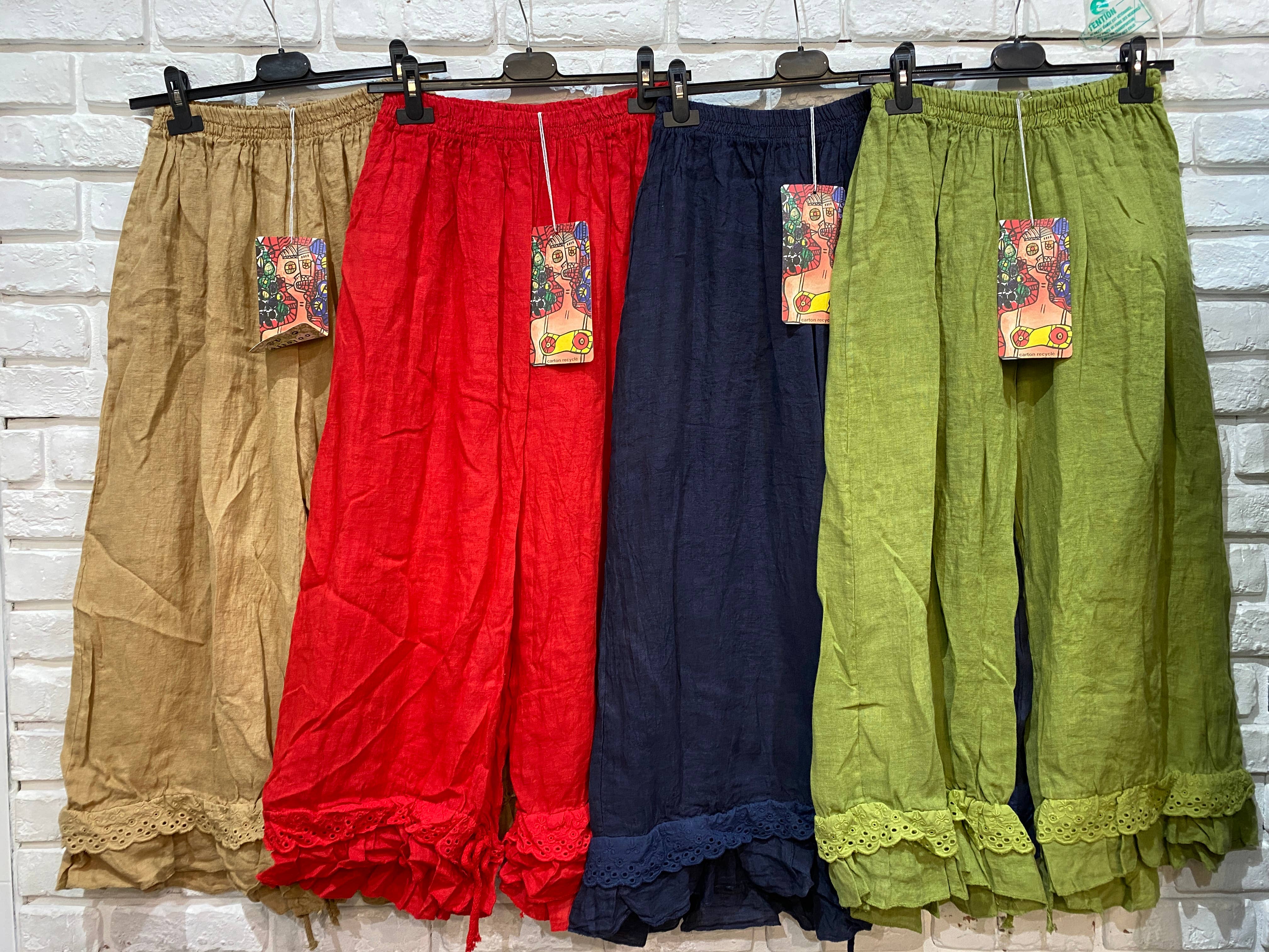 la maison des fibres naturelles - Wholesale Broek - Dames - Elegante broek met opengewerkt borduurwerk 9204 van 100% linnen19