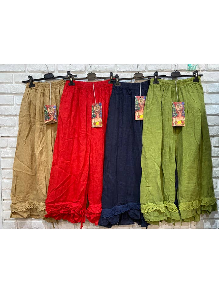 la maison des fibres naturelles - Wholesale Broek - Dames - Elegante broek met opengewerkt borduurwerk 9204 van 100% linnen19