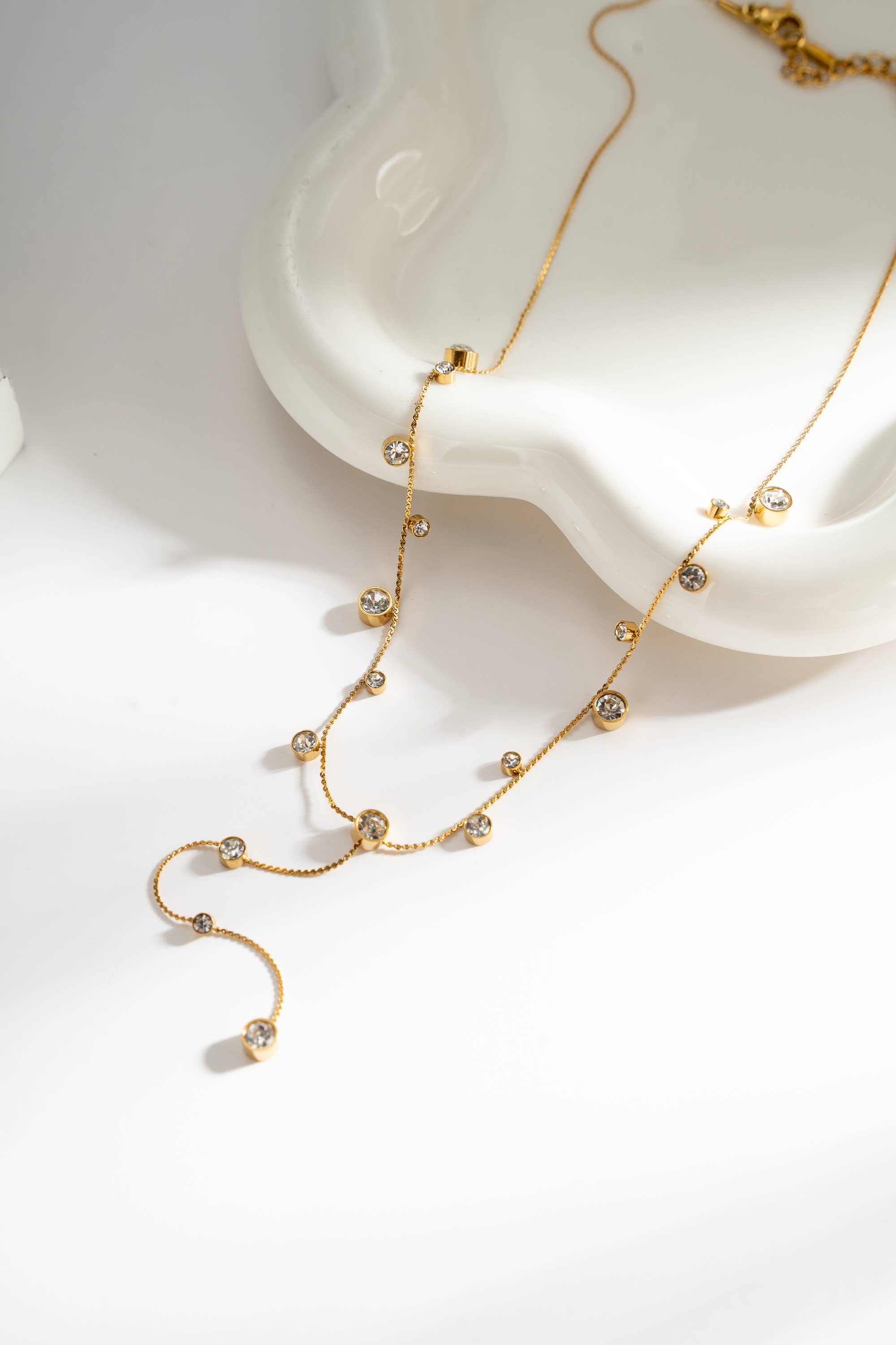 COSMOS - Wholesale Y-Neck/Lariat Necklace - Y Crystal Sparkling Necklace in Gold or Silver Stainless Steel1