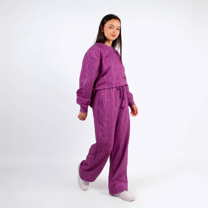 Calças de perna larga com estampa roxa AZEL espinhos por atacado de Luce Wear