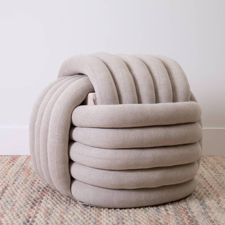 Pink Lemonade - Vendita all'ingrosso Pouf - Pouf grande annodato - Linen Sand Mel