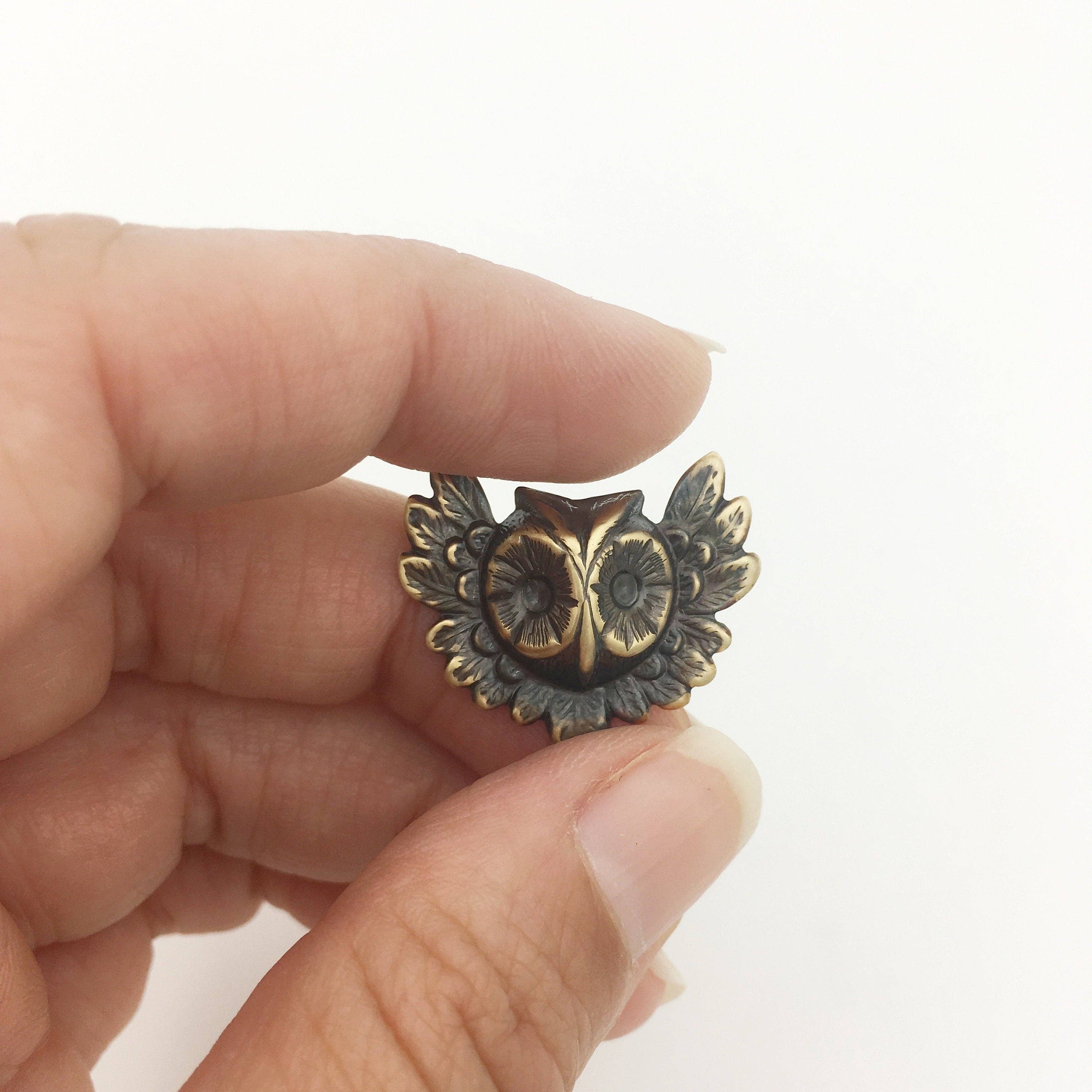Metal Cloth & Wood - Wholesale Brooch - Brass Owl Lapel Pin or Brooch5