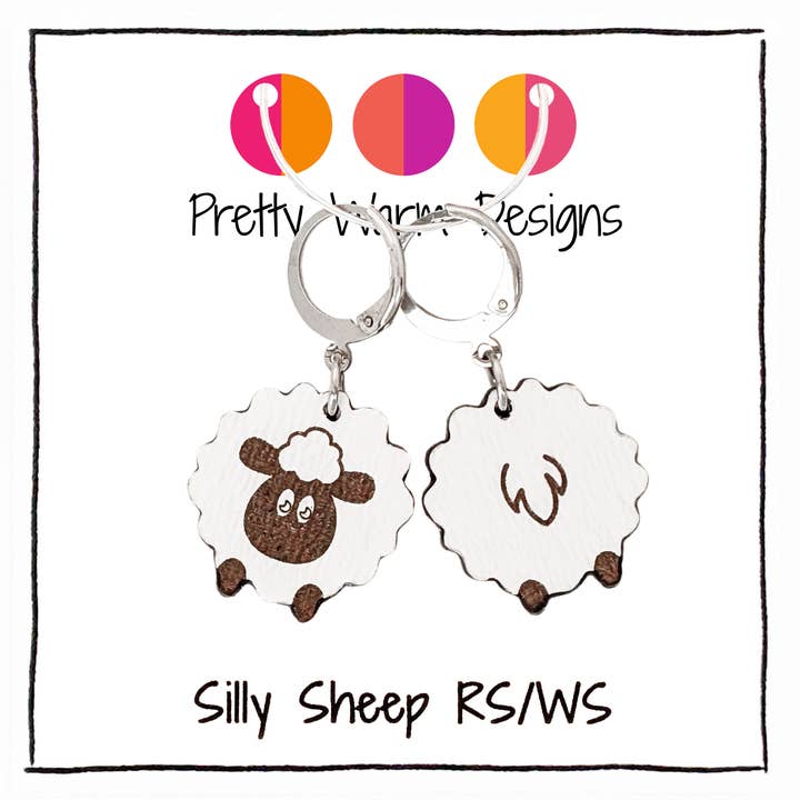 Silly Sheep RS/WS (Rechte/Linke Seite) Maschenmarkierer für den Großhandel von Pretty Warm Designs