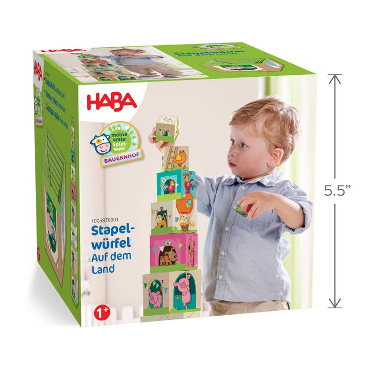 HABA USA - Wholesale Stacking Game - On the Farm Cardboard Stacking & Nesting Cubes7
