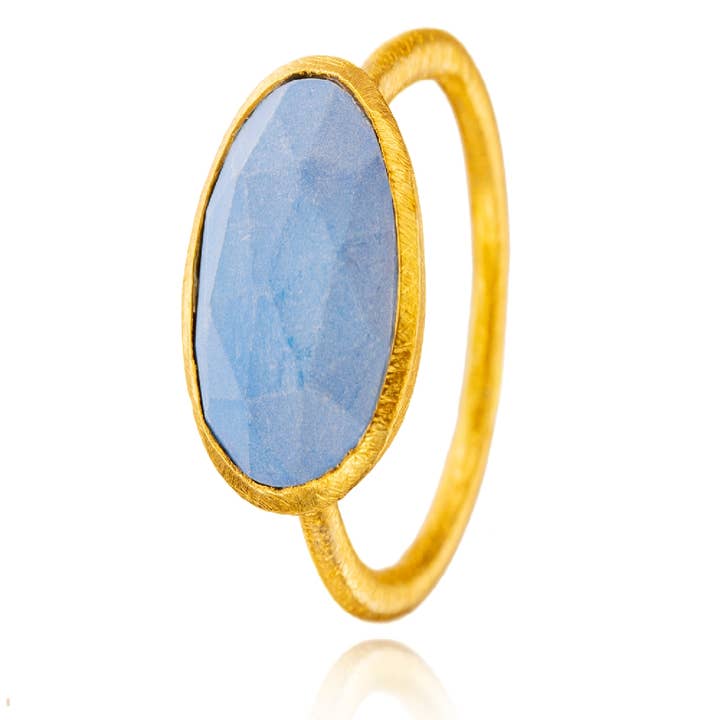 Mineralring - oval - türkis - 10 - vergoldet für den Großhandel von Buganto