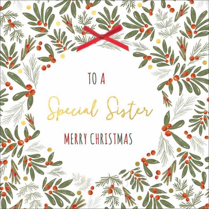 A uma Irmã Especial Feliz Natal, Cartão Artesanal por atacado de The Handcrafted Card Company