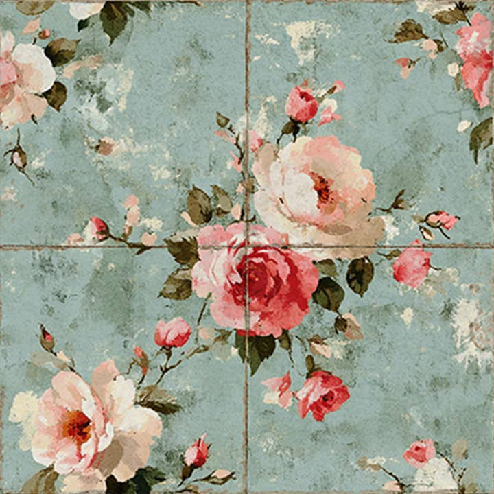 Mi Alma LLC - Wholesale Wallpaper Tile - Floral Rustic Grey Flower Pattern Peel And Stick Tile stickers Furniture Wallpaper Model - L4512