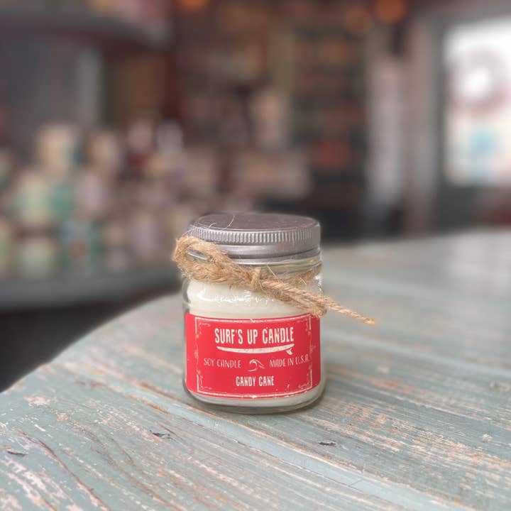 Surfs Up Candle - Wholesale Jar/Filled Candle - Candy Cane Mason Jar Candle - Original Collection