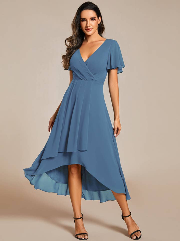 Ever-Pretty - Wholesale Dress – Women's - V-Neck Midi Chiffon Wedding Guest Dresses51