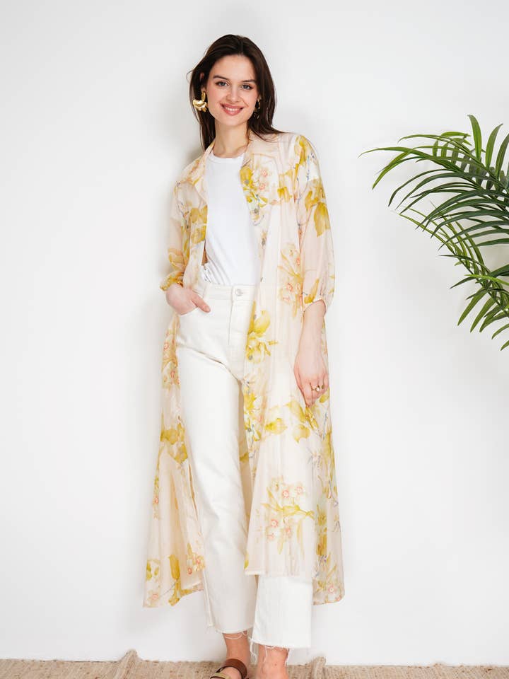 NOELINE - Wholesale Dress - Women's - Long printed tencel shirt dress 2508-8