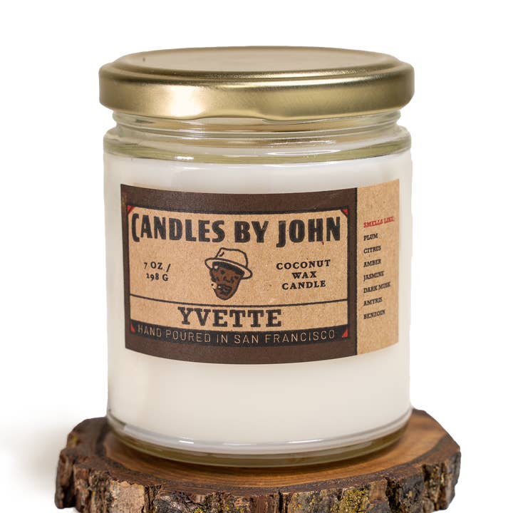 Yvette - Amber & Jasmine - 7oz Natural Coconut Wax Candle for wholesale by Candles By John