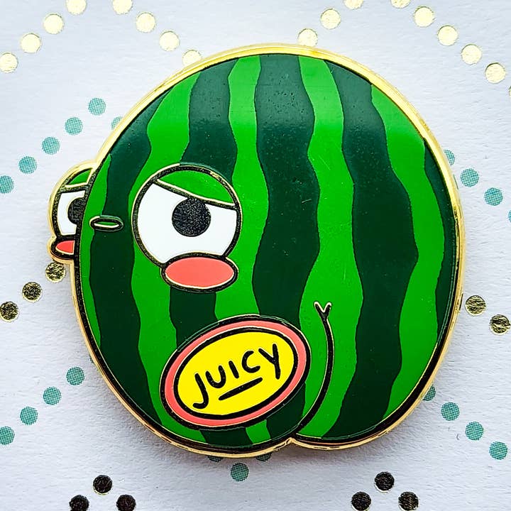 Juicy Melon Enamel Pin for wholesale by Toku Arts