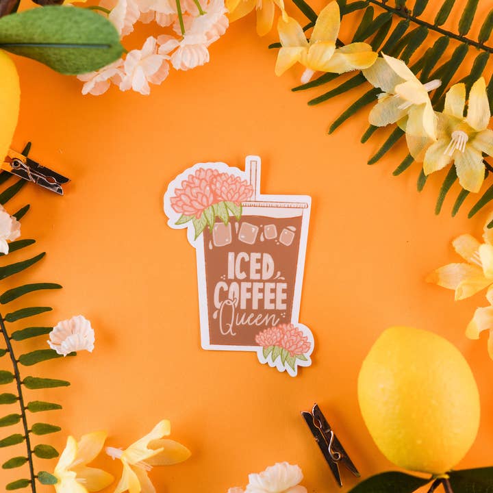 Iced Coffee Queen Sticker for wholesale by Sunglow Paper Co.