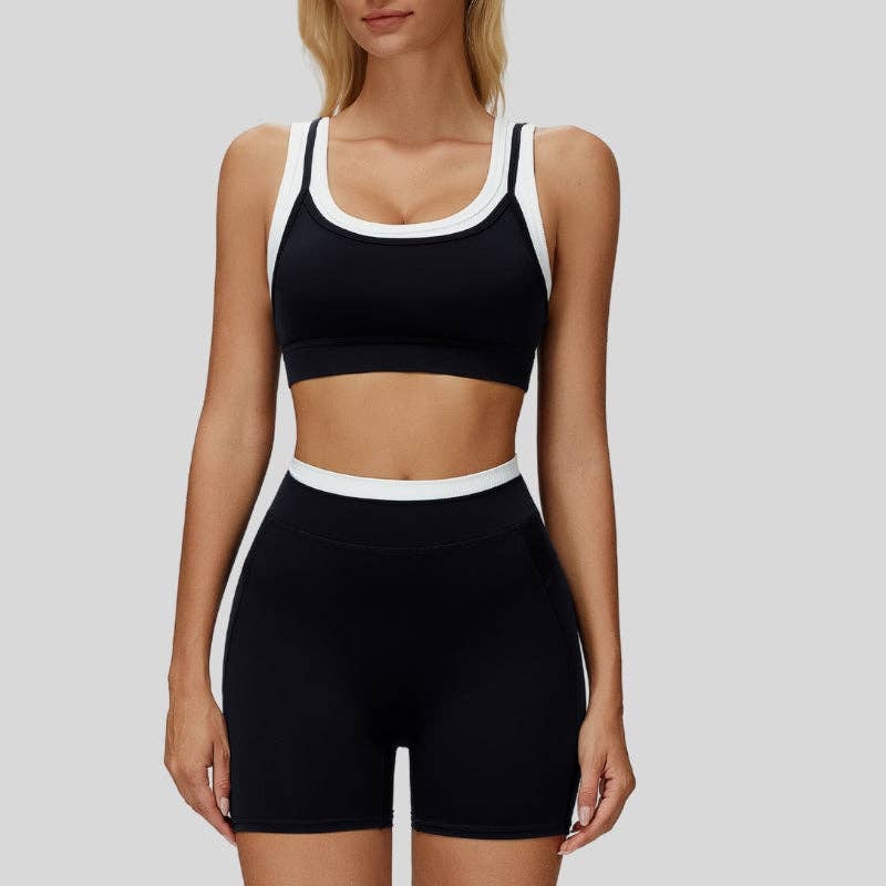 WONDERXFANS – Engroshandel Activewear-sæt – til kvinder – Sports-bh og sportsshorts i kontrastfarver, 2-delt sæt1