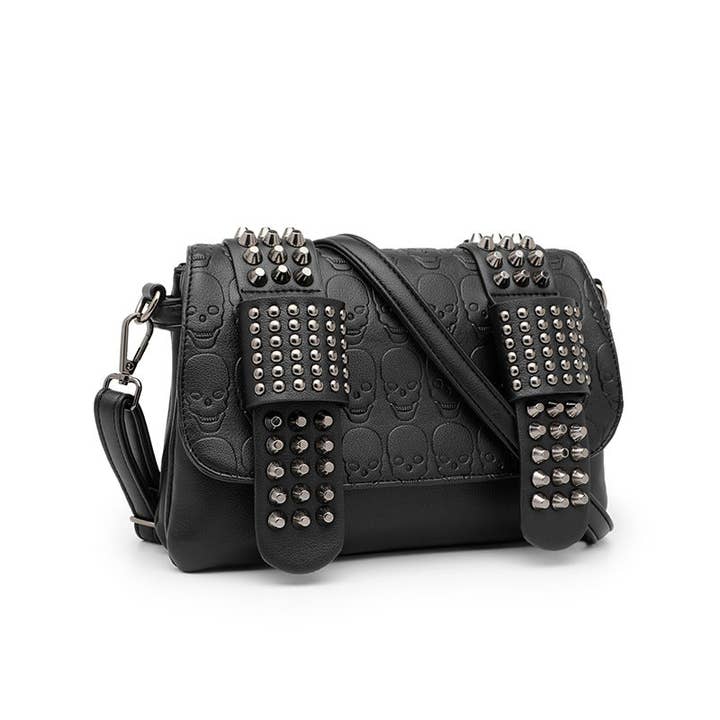 Tourtiwi - Wholesale Shoulder Bag - Women's - Embossed Skull Rivets Shoulder Bag1