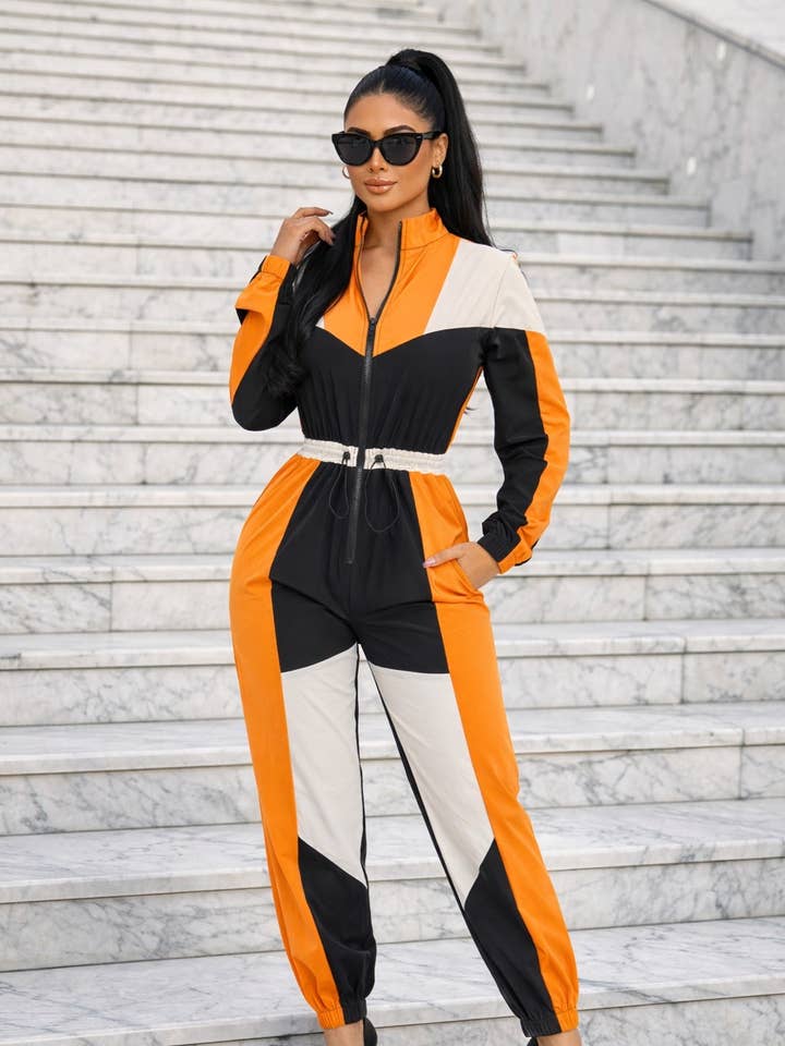 ZIP UP COLORBLOCK JUMPSUIT for wholesale by CAPSULLE