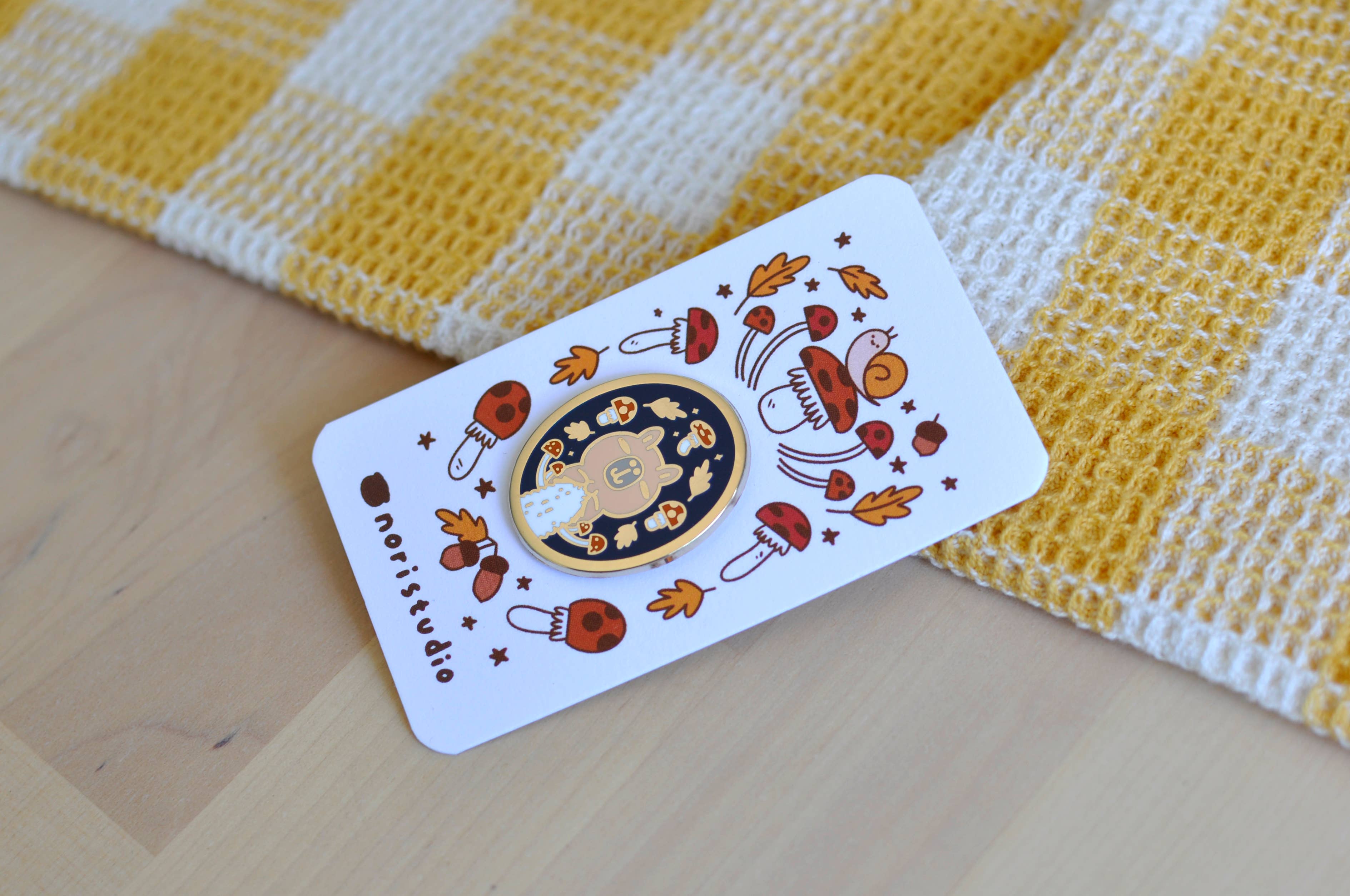 Noristudio - Wholesale Lapel Pin/Button - Knitting Moonch Enamel pin, Fall Theme, Limited Edition3