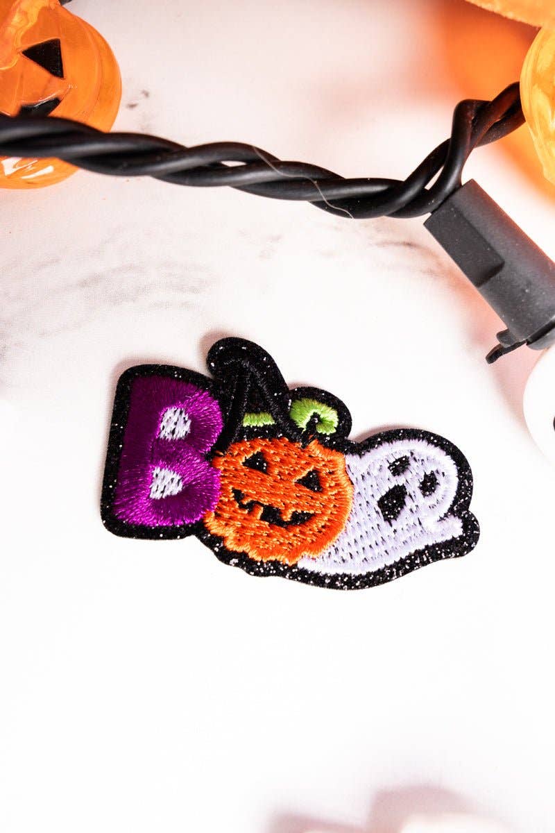 Wholesale Accessory Market - Wholesale Patch - Halloween Boo Embroidered Glitter Patch0