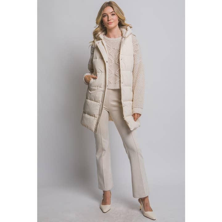 Paperdoll – wholesale Väst - Dam – Lång vadderad väst med huva11