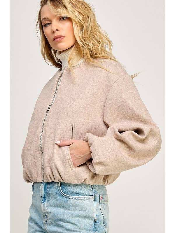 Miss Love - Wholesale Bomber Jacket - Women's - SOFT POCKETED BUBBLE BOMBER JACKET