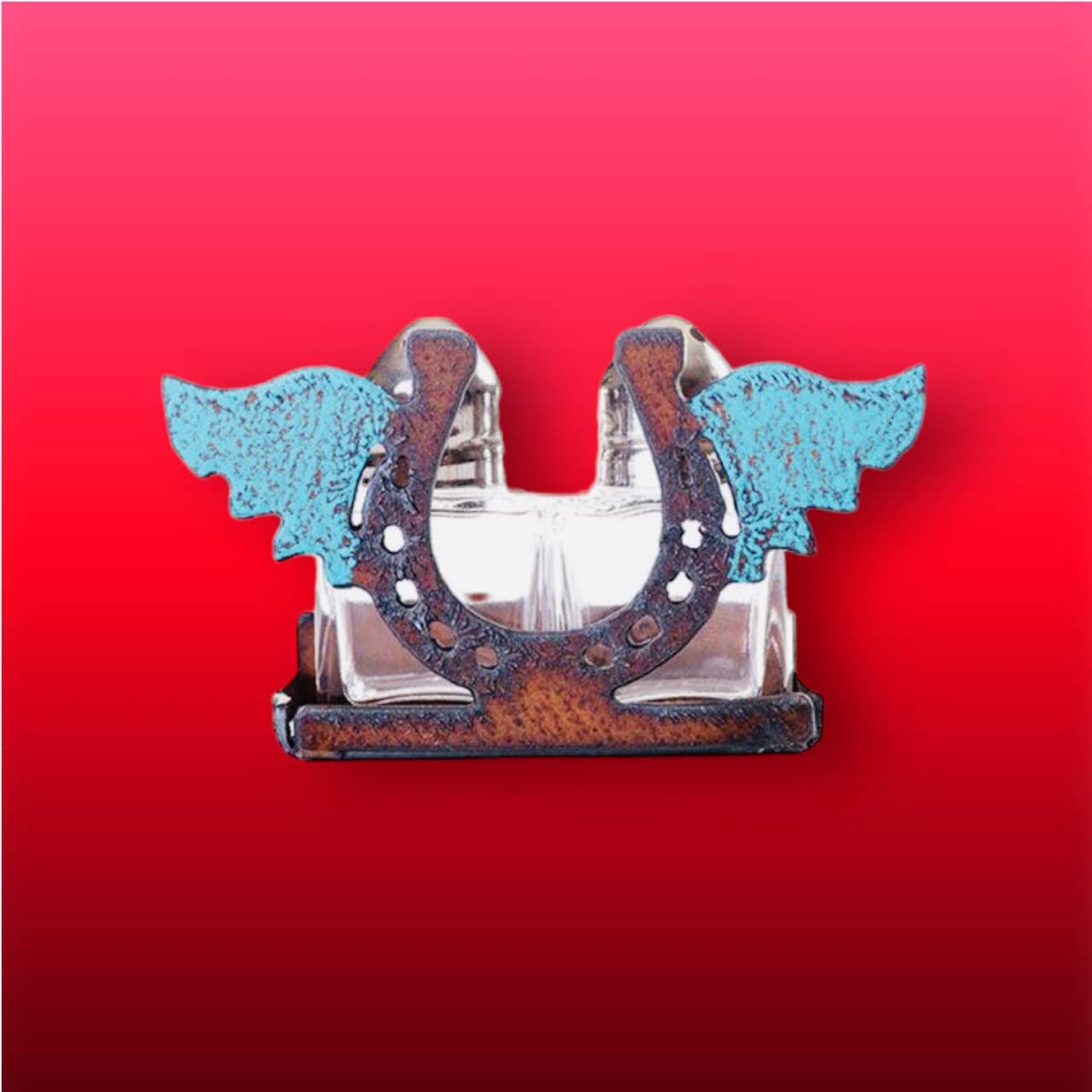 Whimsies - Wholesale Salt & Pepper Shaker Set - Western Salt and Pepper Horseshoe Wings rodeo rustic decor