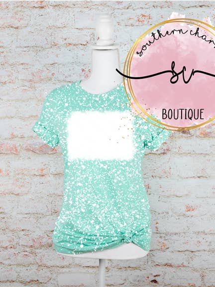 Heather Mint Blank Bleached Tees for wholesale by Southern Charm Boutique