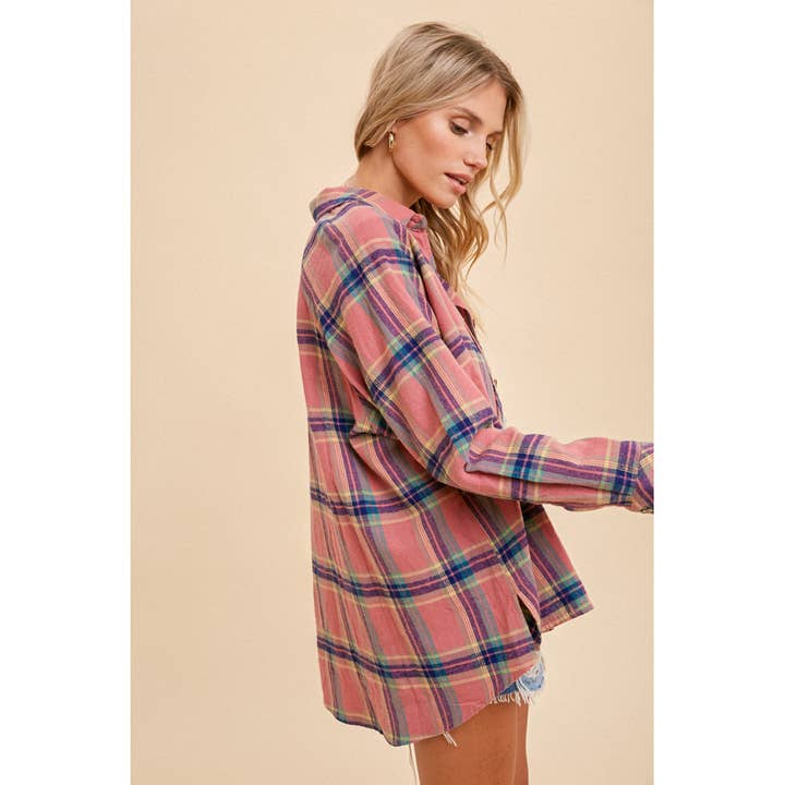 Apolline - Wholesale Button Down Shirt - Women's - OVERSIZED PLAID BUTTON DOWN SHIRT6