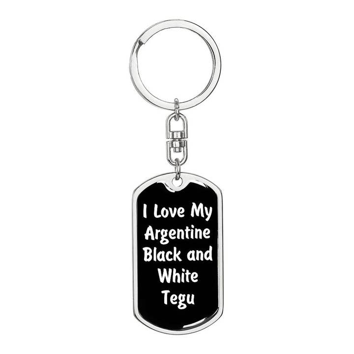 Unique Gifts Store - Wholesale Keychain - Unisex - Love My Argentine Black and White Tegu v3 - Luxury Dog Tag Keychain1