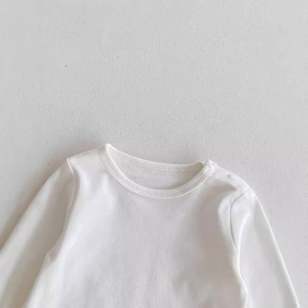 Blue Spring and Autumn Baby Kids Unisex Long Sleeves White Top and Denim Sleeveless Overalls Clothing Set for wholesale on Faire6