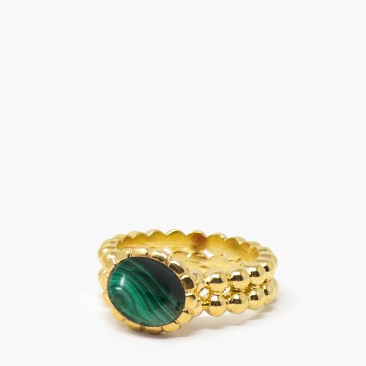 VINTOUCH ITALY – wholesale Cocktail/statement ring – Beady Malachite Band Ring