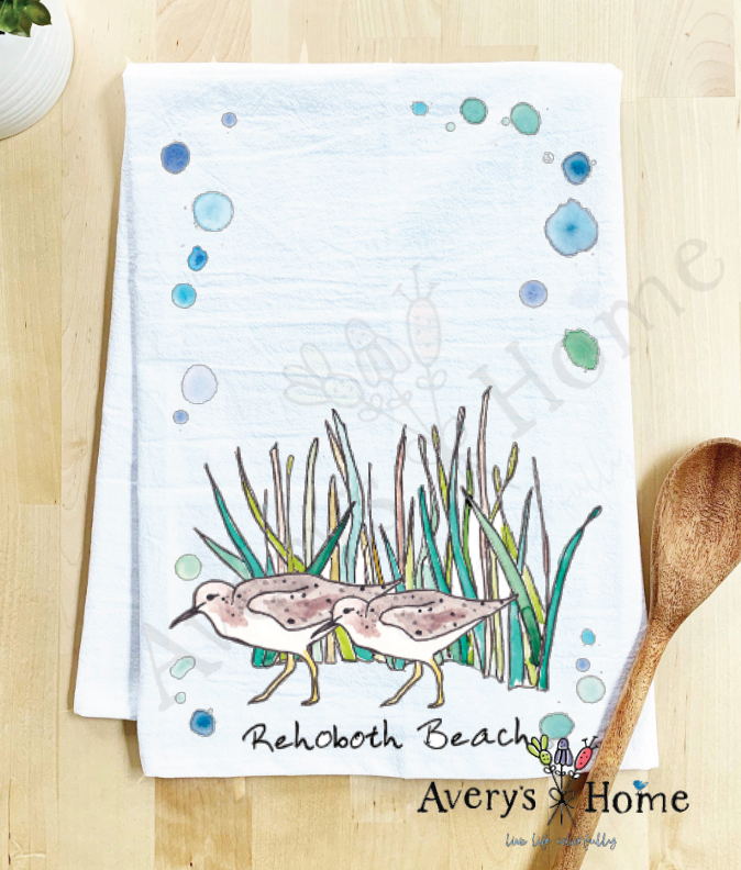 Avery's Home - Wholesale Tea Towel - Sandpipers with Beach Grass Bird Customizable Tea Towel17