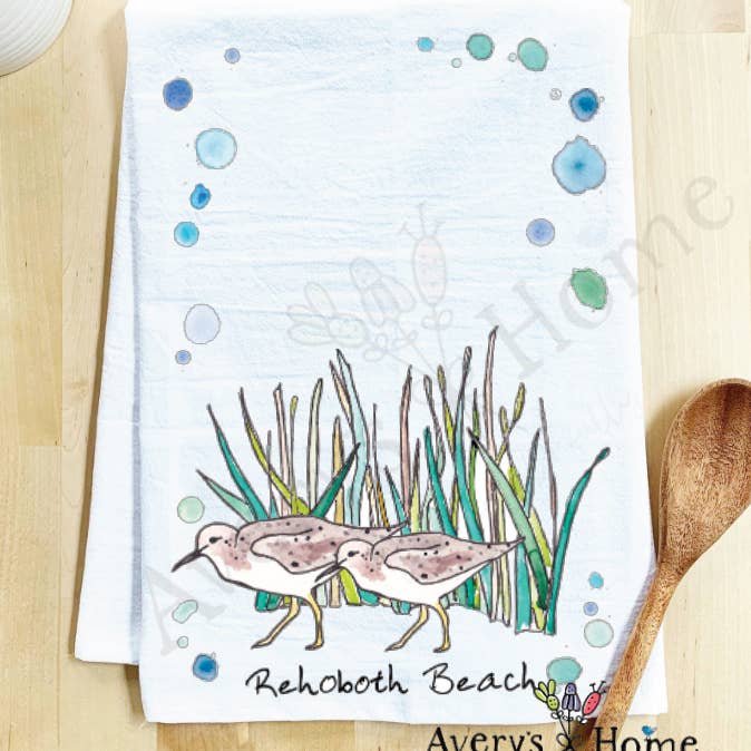Avery's Home - Wholesale Tea Towel - Sandpipers with Beach Grass Bird Customizable Tea Towel17