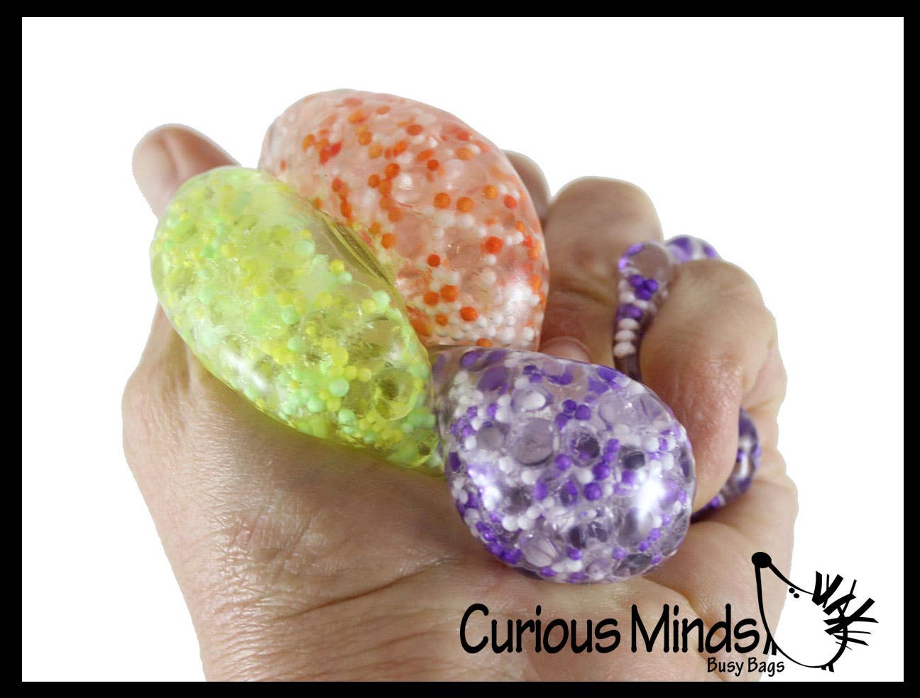 Curious Minds Toys - Wholesale Stress Relief Ball/Dough - 1 Pack of 3 Stress Balls -Small Amazing 1.5" Confetti Bead1