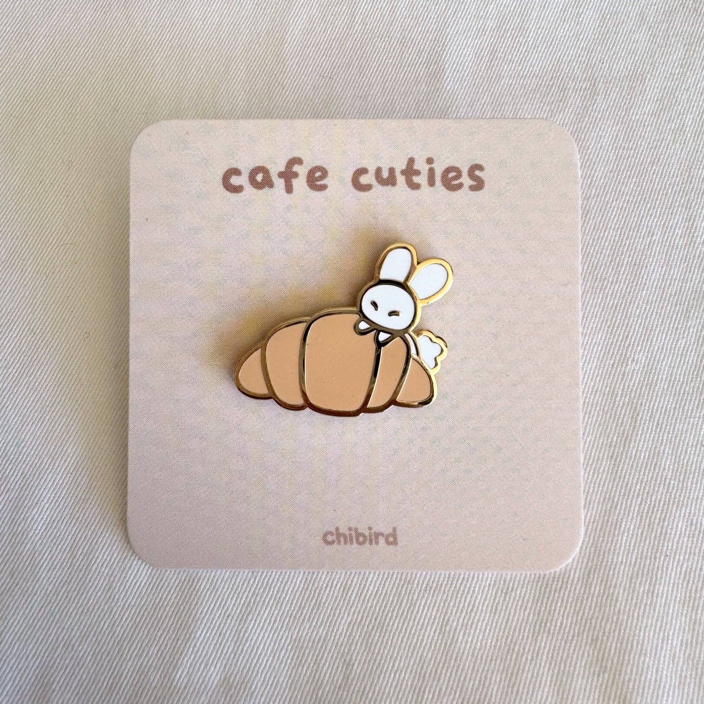 Chibird - Wholesale Lapel Pin/Button - Croissant Bunny Enamel Pin0