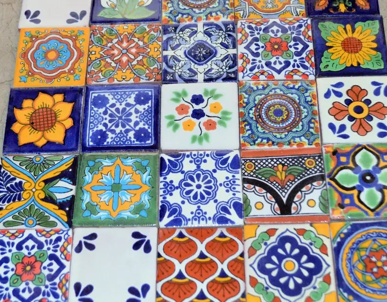 Talavera Florida - Vente Carrelages muraux - Carreaux mexicains en céramique Talavera 5 x 5 cm2
