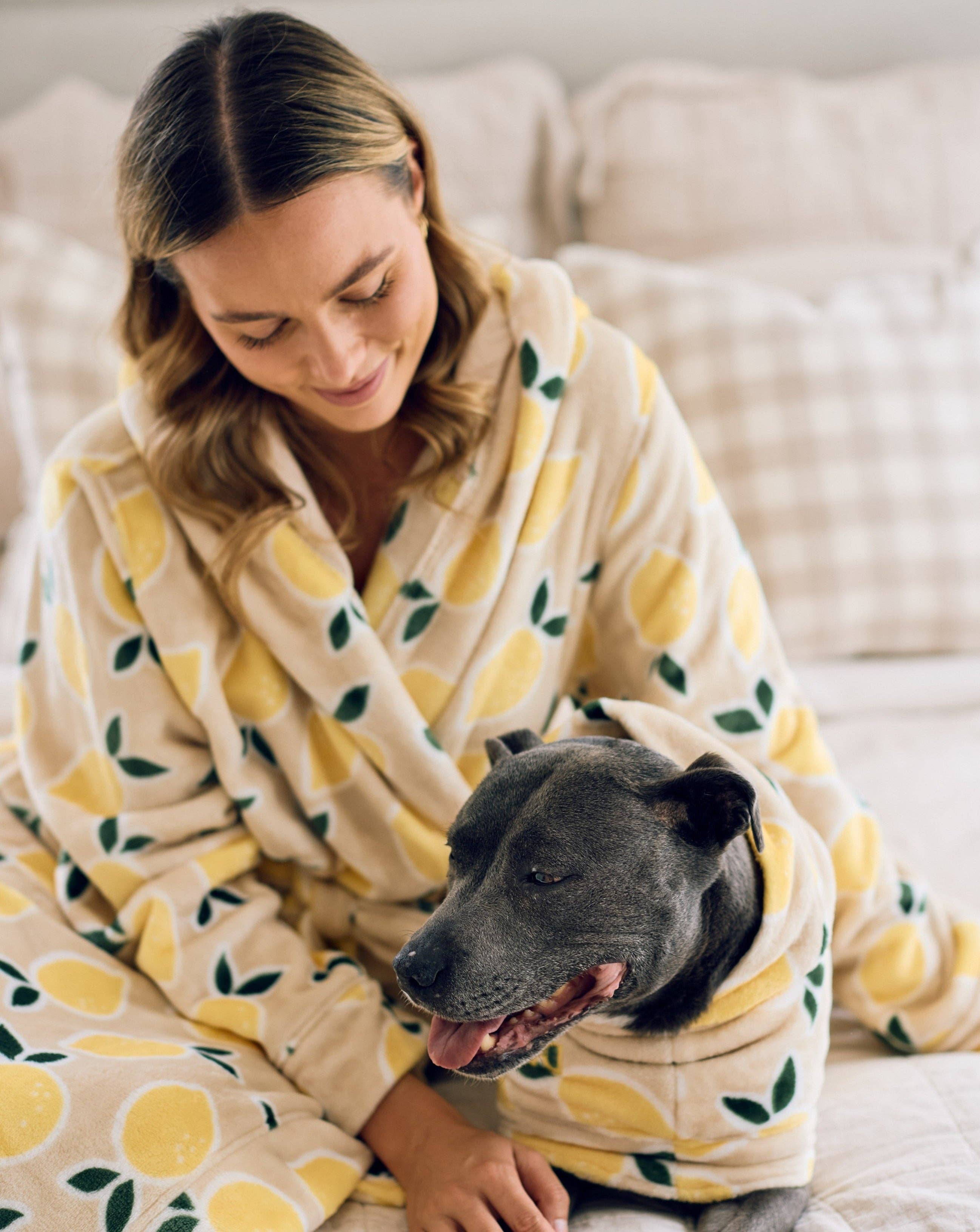 Darren & Phillip - Vendita all'ingrosso Vestaglia - Donna - Vestaglia da donna Cutie Frutti - Limone | Abbina vestaglia per cani5