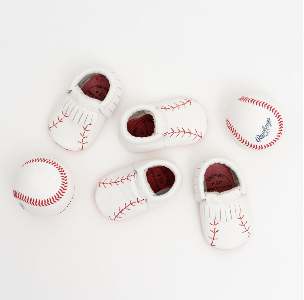 BirdRock Baby - Wholesale Moccasins - Kids - Baby Moccasins - Leather Baby Shoes (Home Run Baseball)3
