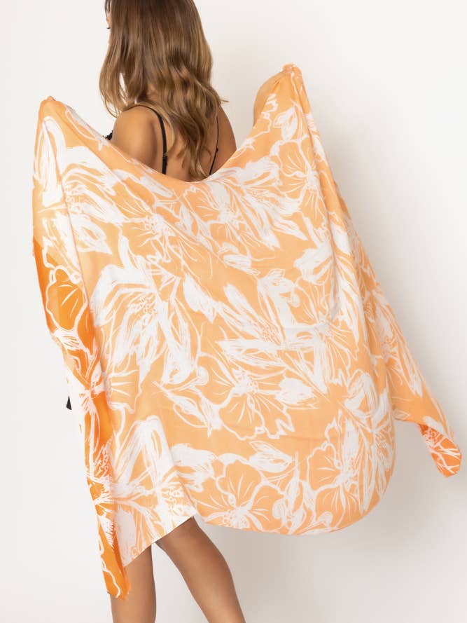 Negative color Flower Print Scarf for wholesale by Hana