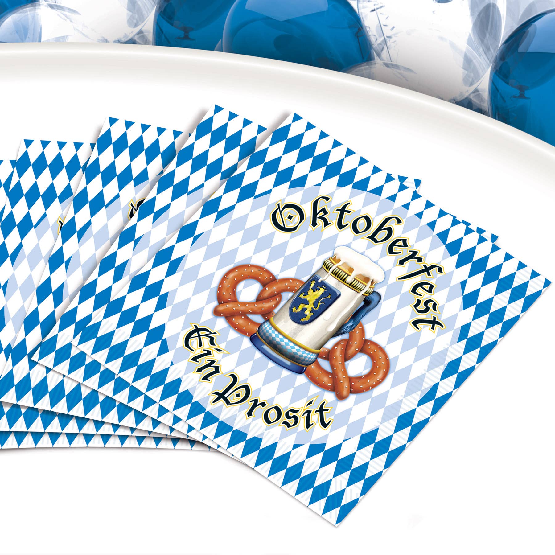 Beistle - Wholesale Disposable Napkin - Oktoberfest Beverage Bavarian 2-ply Napkins, 16/pkg6